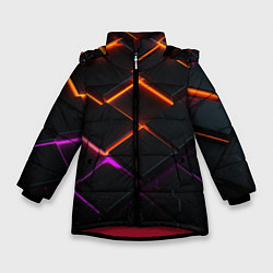 Куртка зимняя для девочки Неоновые световые плиты, цвет: 3D-красный