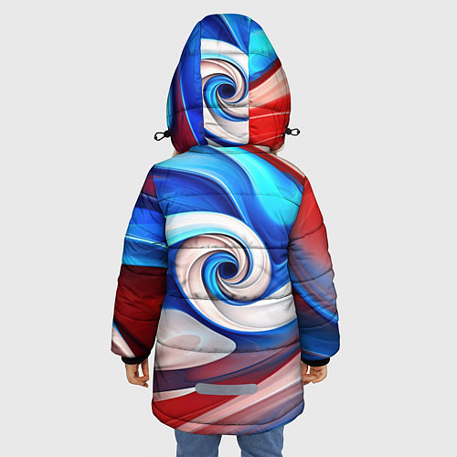 Зимняя куртка для девочки Волны в цвете флага РФ / 3D-Светло-серый – фото 4