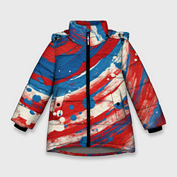 Зимняя куртка для девочки Краски в цветах флага РФ