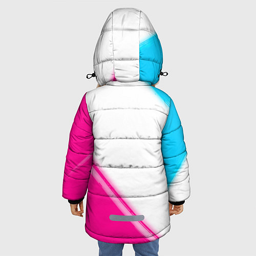 Зимняя куртка для девочки Black Clover neon gradient style: надпись, символ / 3D-Черный – фото 4