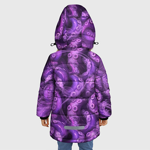 Зимняя куртка для девочки Фиолетовые щупальца и дым / 3D-Черный – фото 4