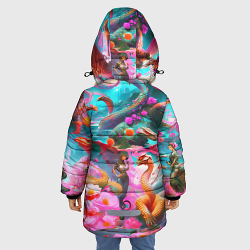Зимняя куртка для девочки Фантазия сон / 3D-Черный – фото 4
