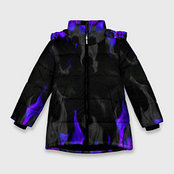 Куртка зимняя для девочки Неоновый огонь и дым, цвет: 3D-черный