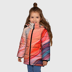 Куртка зимняя для девочки Текучий принт от нейросети, цвет: 3D-черный — фото 2
