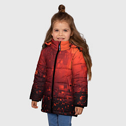 Куртка зимняя для девочки Пиксельные искры, цвет: 3D-светло-серый — фото 2