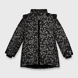Куртка зимняя для девочки Цветочки вишни, цвет: 3D-черный