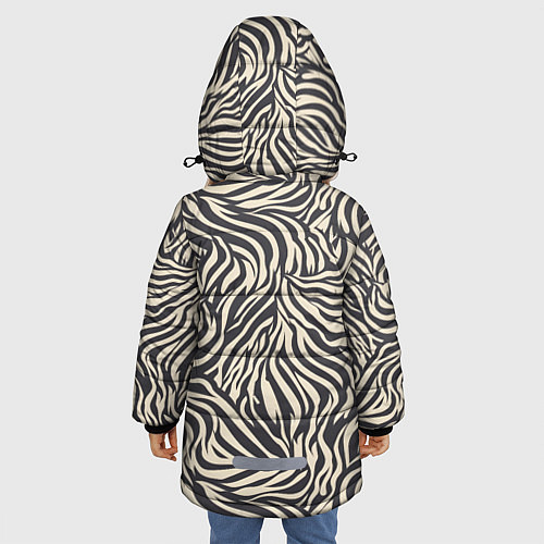 Зимняя куртка для девочки Зебра паттерн / 3D-Черный – фото 4