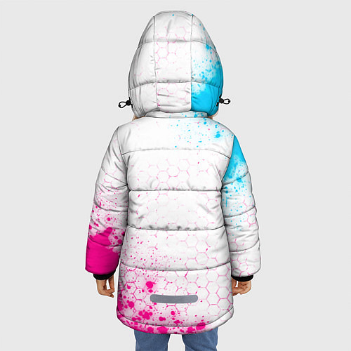 Зимняя куртка для девочки Sally Face neon gradient style: надпись, символ / 3D-Черный – фото 4