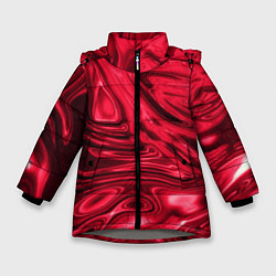 Зимняя куртка для девочки Абстракция плазма красный