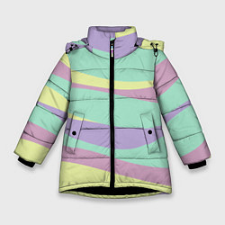 Куртка зимняя для девочки Абстракция из цветных разводов, цвет: 3D-черный