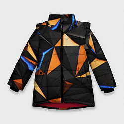 Куртка зимняя для девочки Оранжевые и черные элементы, цвет: 3D-красный