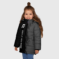Куртка зимняя для девочки Need for Speed glitch на темном фоне: по-вертикали, цвет: 3D-черный — фото 2