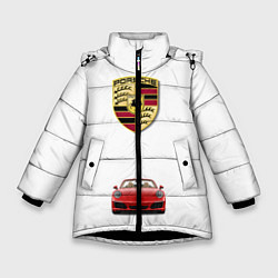Куртка зимняя для девочки Porsche car, цвет: 3D-черный
