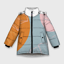 Куртка зимняя для девочки Минималистичный лотос, цвет: 3D-светло-серый