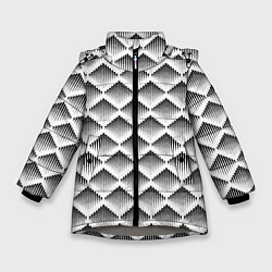 Зимняя куртка для девочки Ромбы из черных треугольников