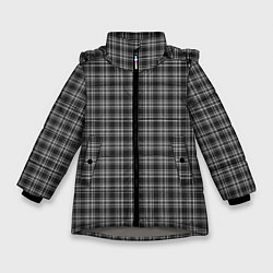 Куртка зимняя для девочки Черно-белая шотландка, цвет: 3D-светло-серый