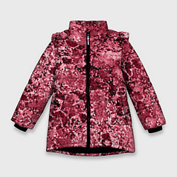 Куртка зимняя для девочки Мозаичный узор в коричнево-красных тонах, цвет: 3D-черный