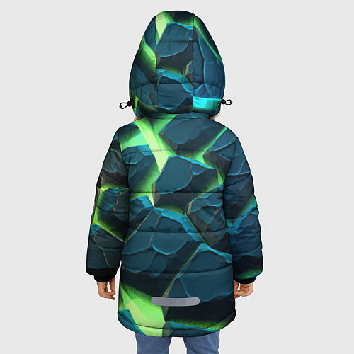 Зимняя куртка для девочки Камни в неоне / 3D-Черный – фото 4
