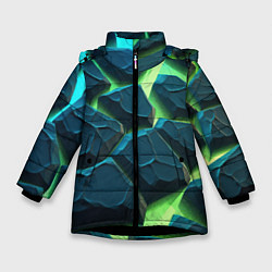 Куртка зимняя для девочки Камни в неоне, цвет: 3D-черный
