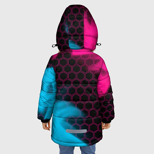 Зимняя куртка для девочки Volvo - neon gradient: надпись, символ / 3D-Черный – фото 4