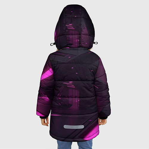 Зимняя куртка для девочки Киберпространство / 3D-Черный – фото 4