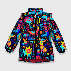 Куртка зимняя для девочки Космические веселые монстрики, цвет: 3D-красный
