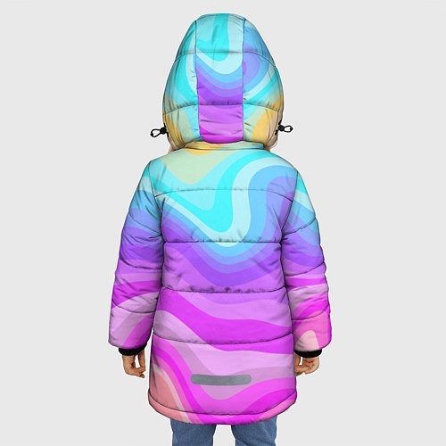 Зимняя куртка для девочки Неоновая разноцветная волна / 3D-Черный – фото 4