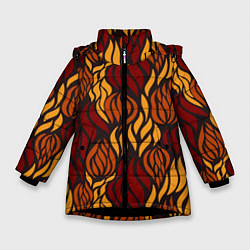 Куртка зимняя для девочки Hot Flames - паттерн, цвет: 3D-черный