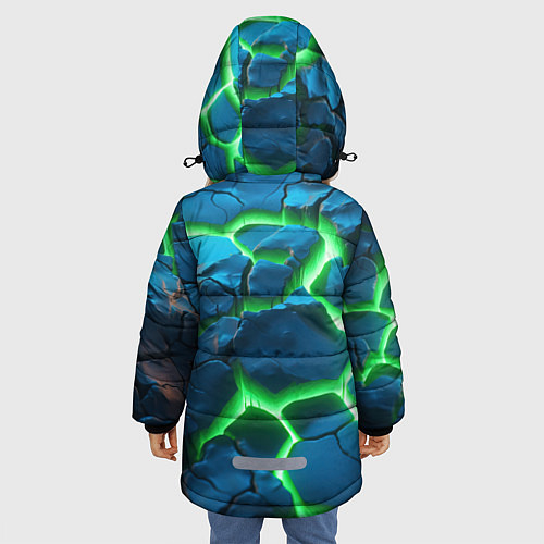 Зимняя куртка для девочки Разлом зеленых плит / 3D-Черный – фото 4