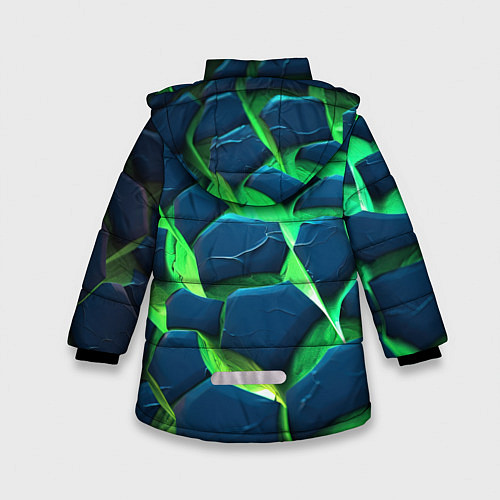 Зимняя куртка для девочки Разломленные зеленые плиты / 3D-Светло-серый – фото 2