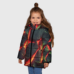 Куртка зимняя для девочки Красные плиты с лавой, цвет: 3D-светло-серый — фото 2
