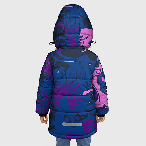 Зимняя куртка для девочки Абстрактное искусство череп / 3D-Черный – фото 4