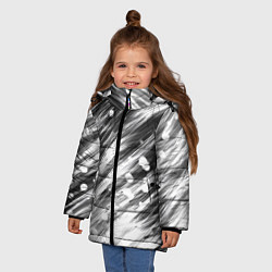 Куртка зимняя для девочки Черно-белые штрихи, цвет: 3D-черный — фото 2
