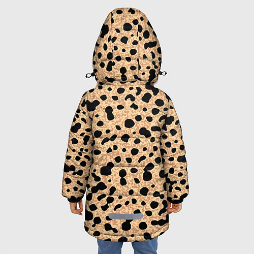 Зимняя куртка для девочки Пятнистый паттерн светло-коричневый / 3D-Черный – фото 4
