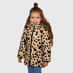 Куртка зимняя для девочки Пятнистый паттерн светло-коричневый, цвет: 3D-черный — фото 2