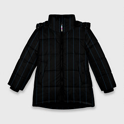Куртка зимняя для девочки Чёрно-синий полосатый, цвет: 3D-черный