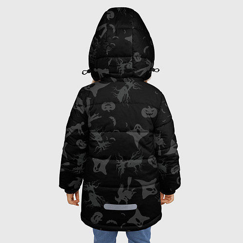 Зимняя куртка для девочки Хэллоуин тематика / 3D-Черный – фото 4