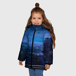 Куртка зимняя для девочки Синий город, цвет: 3D-черный — фото 2