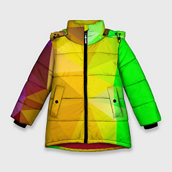 Зимняя куртка для девочки Жёлто-зелёная геометрия