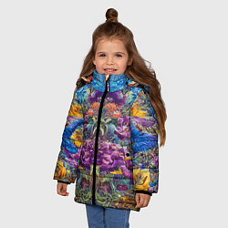 Куртка зимняя для девочки Зеркальный цветочный паттерн с птицами - мода - не, цвет: 3D-светло-серый — фото 2