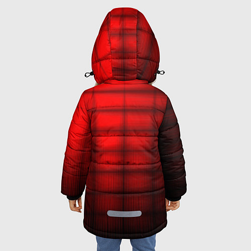 Зимняя куртка для девочки Просто красно-черная клетка / 3D-Черный – фото 4