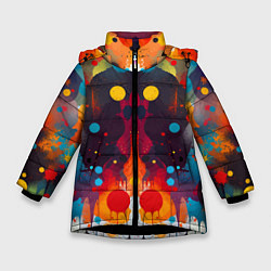 Куртка зимняя для девочки Mirrow colorful blots - abstraction - vogue, цвет: 3D-черный