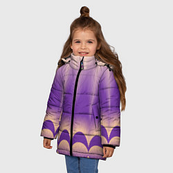 Куртка зимняя для девочки Фиолетовый градиент в полоску, цвет: 3D-светло-серый — фото 2