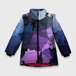 Куртка зимняя для девочки Сине розовый мозаичный узор, цвет: 3D-красный