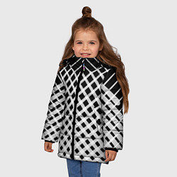 Куртка зимняя для девочки Черно-белые ромбы и клетки, цвет: 3D-светло-серый — фото 2