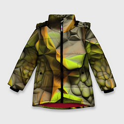 Куртка зимняя для девочки Зеленая объемная космическая текстура, цвет: 3D-красный