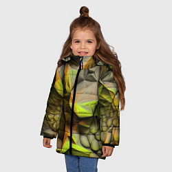 Куртка зимняя для девочки Зеленая объемная космическая текстура, цвет: 3D-красный — фото 2