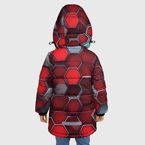 Зимняя куртка для девочки Cyber hexagon red / 3D-Красный – фото 4