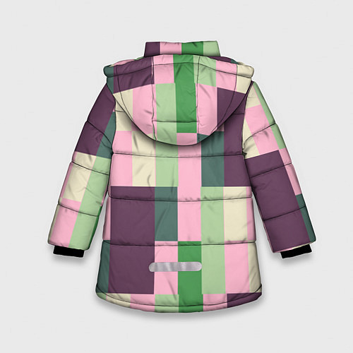 Зимняя куртка для девочки Прямоугольный блочный паттерн / 3D-Светло-серый – фото 2