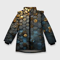 Куртка зимняя для девочки Позолоченая броня, цвет: 3D-светло-серый